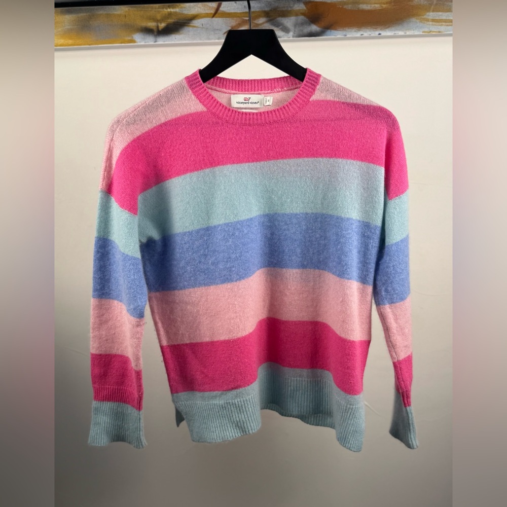 Vineyard Vines 100% Cashmere Striped Crewneck Sweater – XS